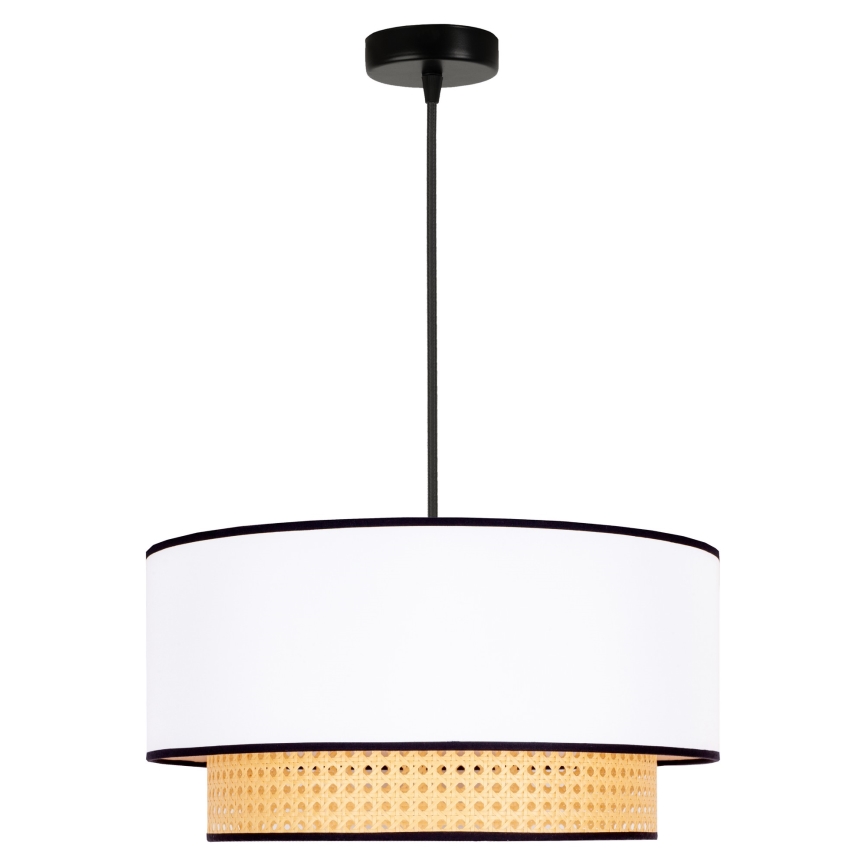 Duolla - Ljuskrona med textilsladd BOHO 1xE27/15W/230V diameter 45 cm vit/rotting