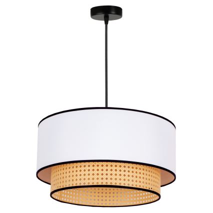 Duolla - Ljuskrona med textilsladd BOHO 1xE27/15W/230V diameter 45 cm vit/rotting