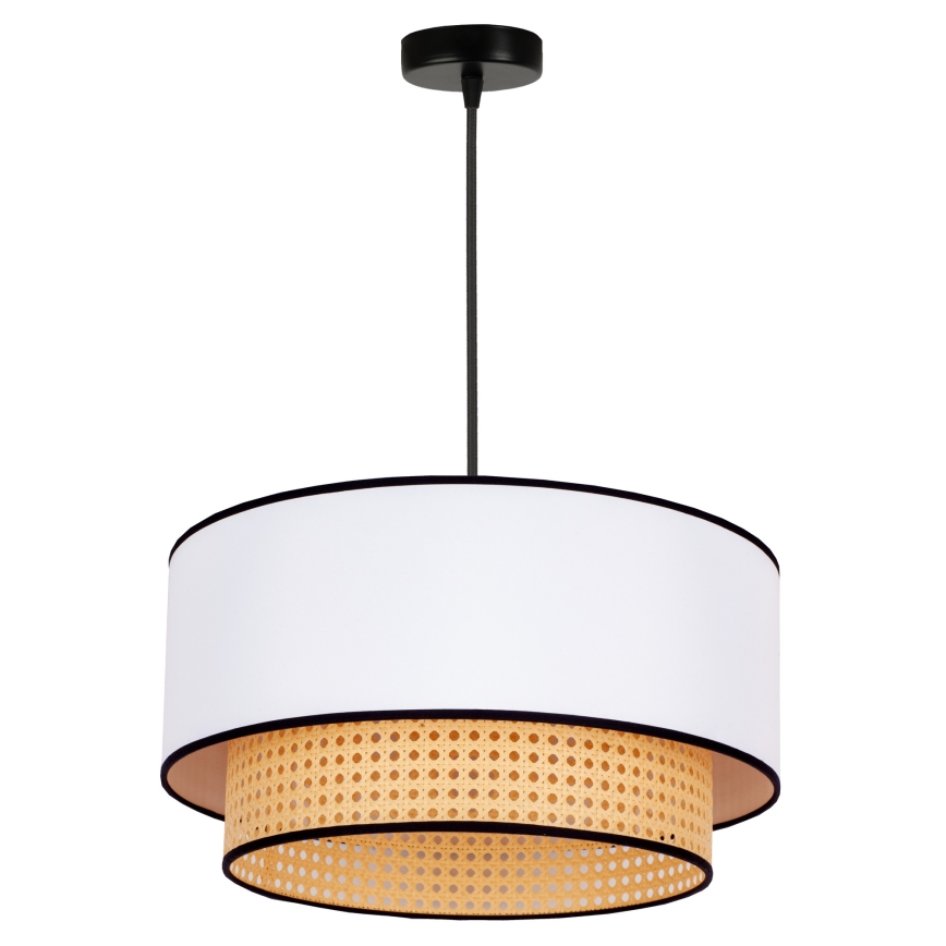 Duolla - Ljuskrona med textilsladd BOHO 1xE27/15W/230V diameter 45 cm vit/rotting