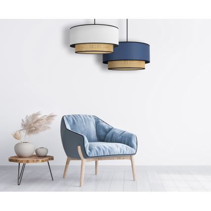 Duolla - Ljuskrona med textilsladd BOHO 1xE27/15W/230V diameter 45 cm vit/rotting