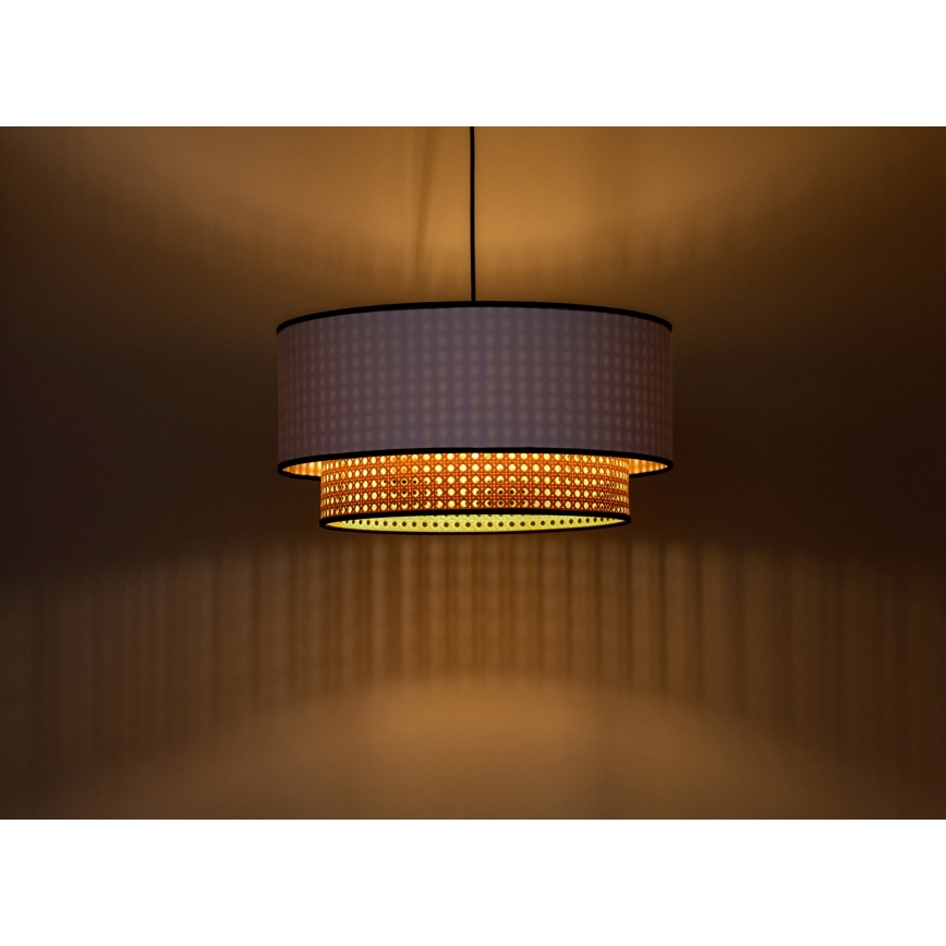 Duolla - Ljuskrona med textilsladd BOHO 1xE27/15W/230V diameter 45 cm vit/rotting