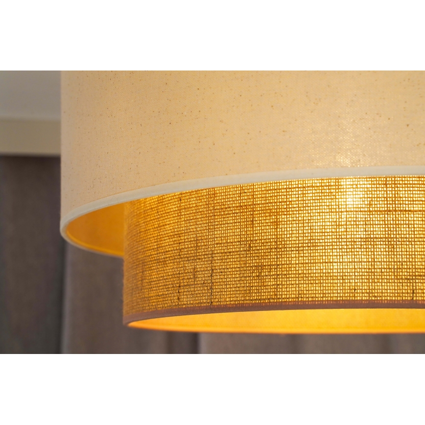 Duolla - Ljuskrona med textilsladd BOHO 1xE27/15W/230V diameter 60 cm beige/brun