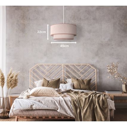 Duolla - Ljuskrona med textilsladd BOHO 1xE27/40W/230V diameter 45 cm beige