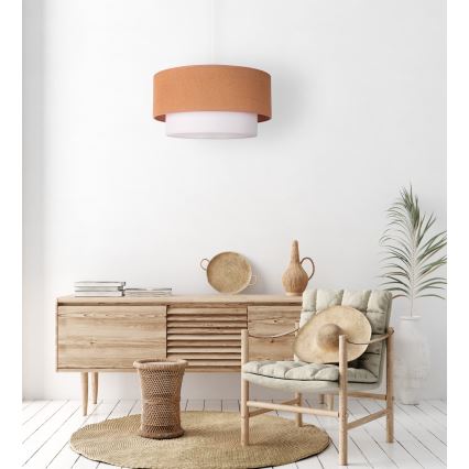 Duolla - Ljuskrona med textilsladd BOHO 1xE27/40W/230V diameter 45 cm beige/vit