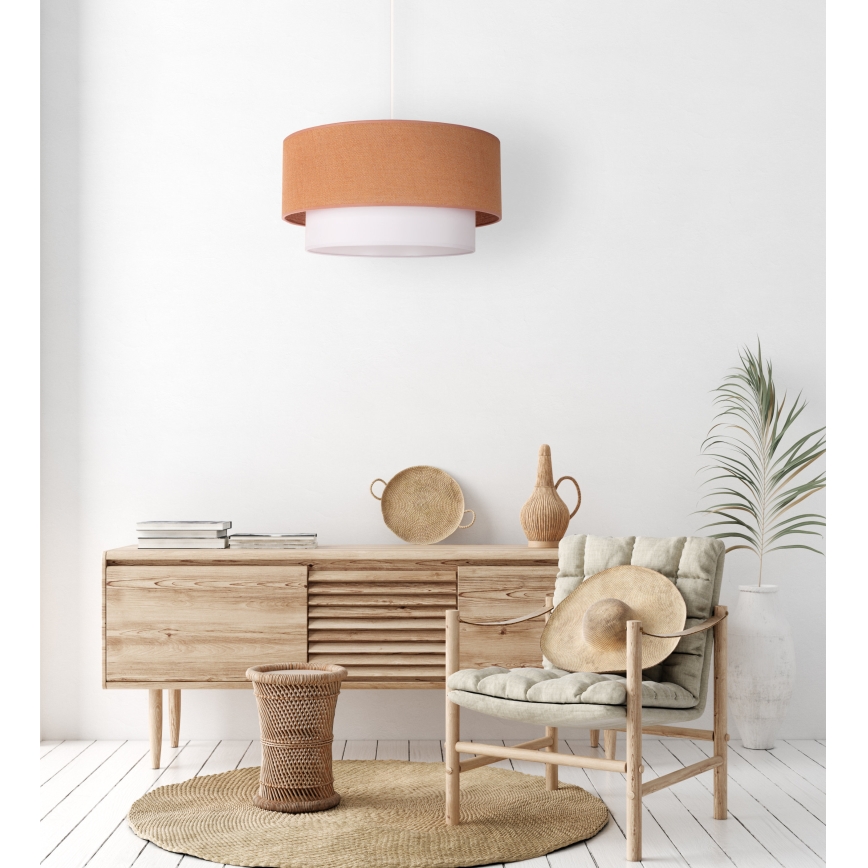 Duolla - Ljuskrona med textilsladd BOHO 1xE27/40W/230V diameter 45 cm beige/vit