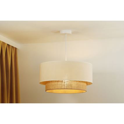 Duolla - Ljuskrona med textilsladd BOHO 1xE27/40W/230V diameter 45 cm grädde/brun
