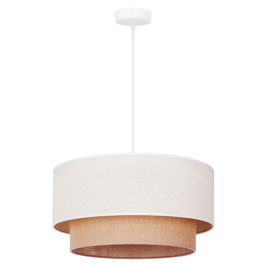 Duolla - Ljuskrona med textilsladd BOHO 1xE27/40W/230V diameter 45 cm grädde/brun