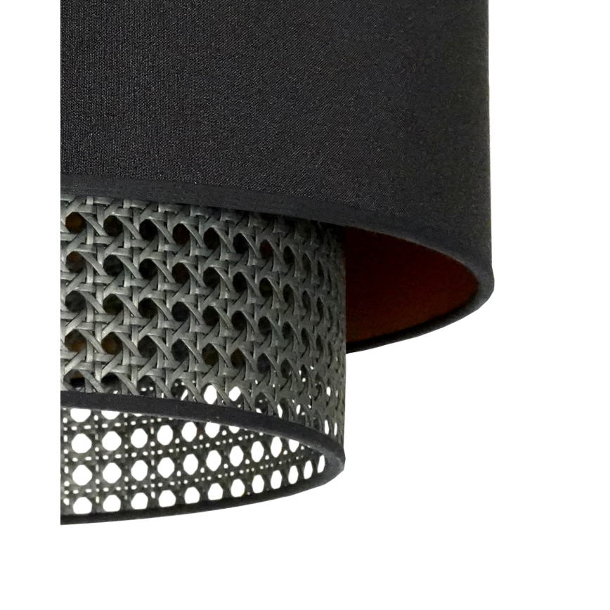 Duolla - Ljuskrona med textilsladd BOHO RATTAN 1xE27/15W/230V diameter 45 cm svart