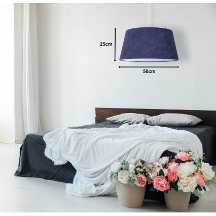 Duolla - Ljuskrona med textilsladd BOUCLE 1xE27/15W/230V diameter 50 cm blå