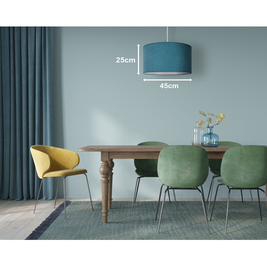 Duolla - Ljuskrona med textilsladd BRISTOL 1xE27/40W/230V diameter 45 cm turkos