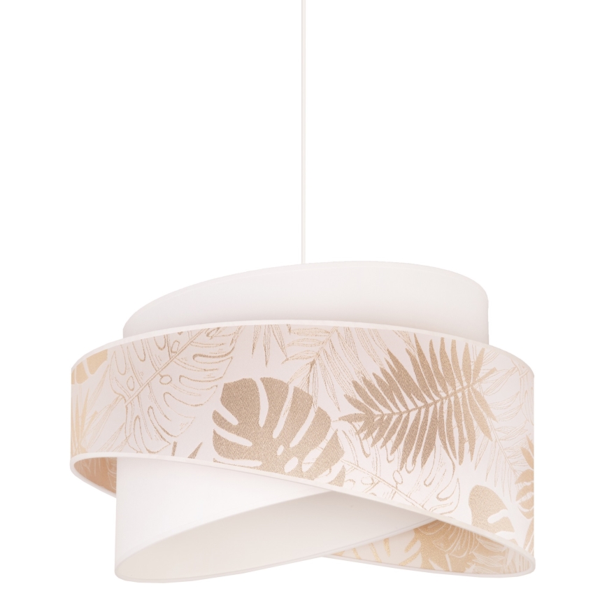 Duolla - Ljuskrona med textilsladd BROOKLYN 1xE27/40W/230V diameter 50 cm vit/mässing