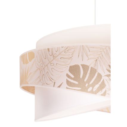 Duolla - Ljuskrona med textilsladd BROOKLYN 1xE27/40W/230V diameter 50 cm vit/mässing