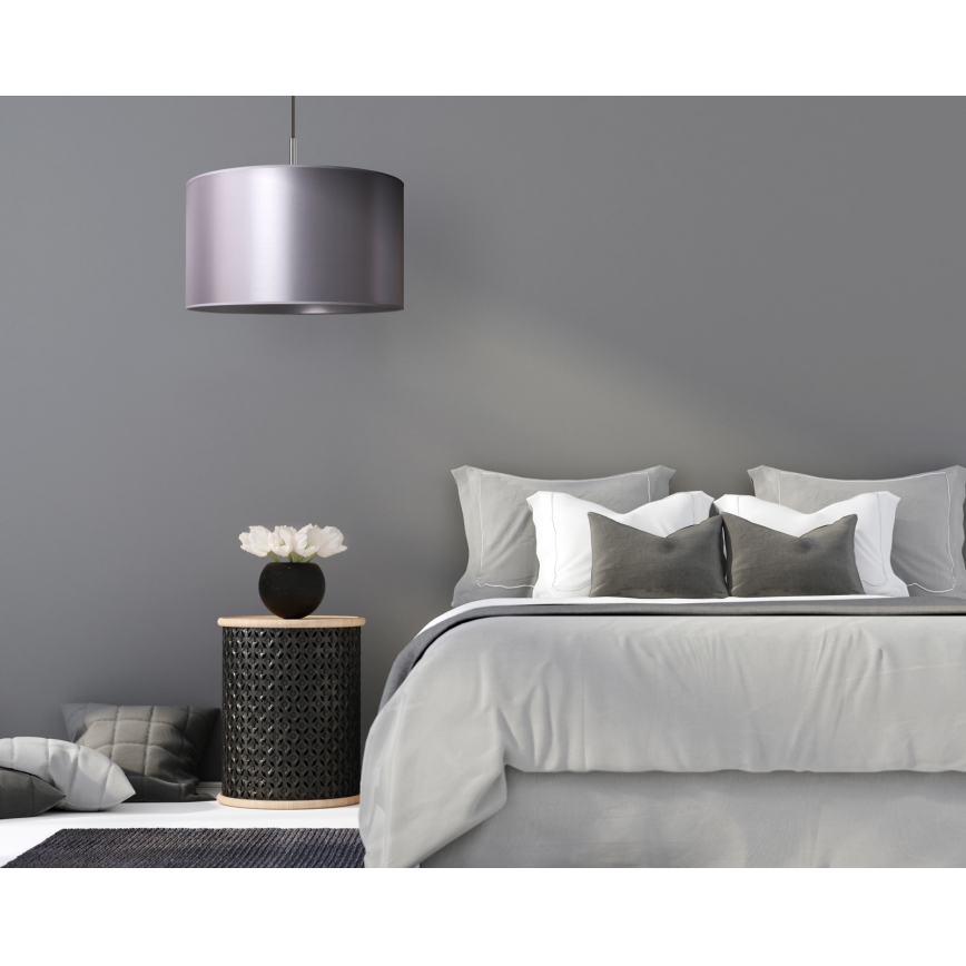 Duolla - Ljuskrona med textilsladd CANNES 1xE27/15W/230V diameter 50 cm silver