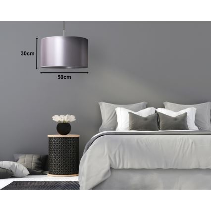 Duolla - Ljuskrona med textilsladd CANNES 1xE27/15W/230V diameter 50 cm silver