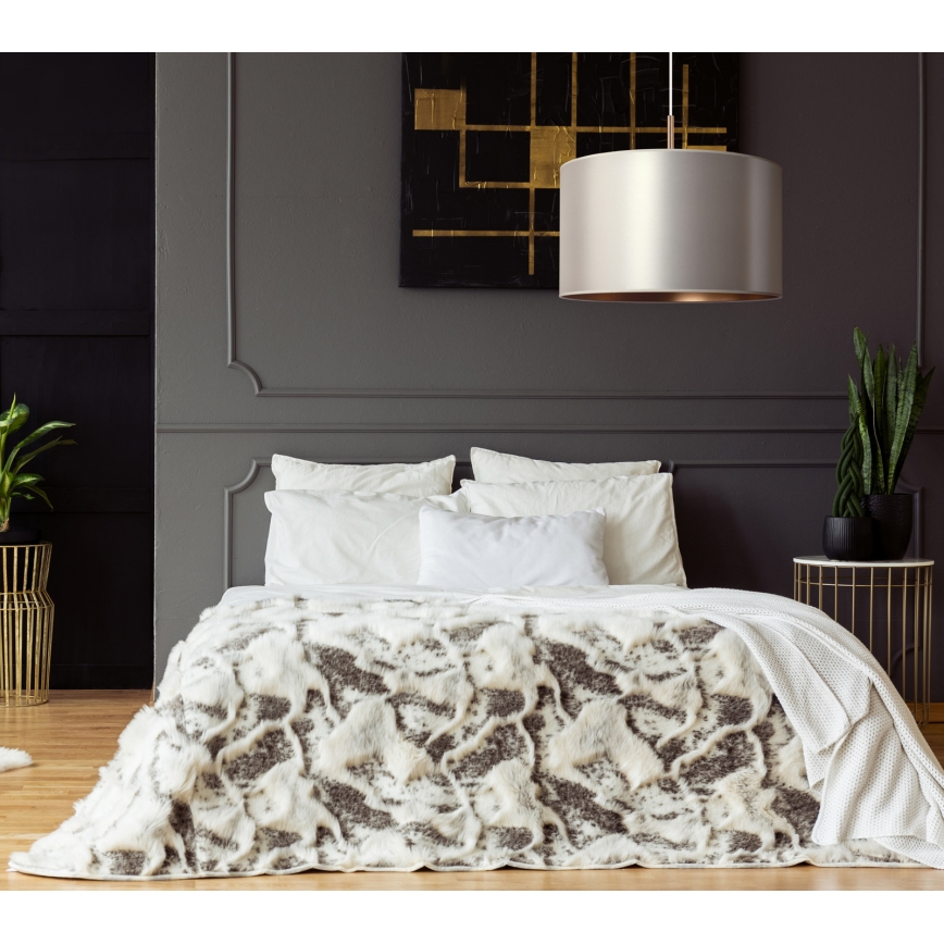 Duolla - Ljuskrona med textilsladd CANNES 1xE27/15W/230V diameter 50 cm silver/koppar