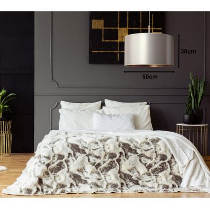 Duolla - Ljuskrona med textilsladd CANNES 1xE27/15W/230V diameter 50 cm silver/koppar