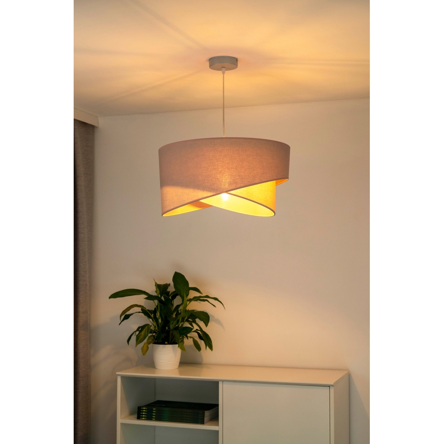 Duolla - Ljuskrona med textilsladd CELLO 1xE27/40W/230V diameter 45 cm rosa