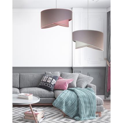 Duolla - Ljuskrona med textilsladd CELLO 1xE27/40W/230V diameter 45 cm rosa