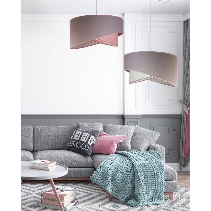 Duolla - Ljuskrona med textilsladd CELLO 1xE27/40W/230V diameter 45 cm rosa