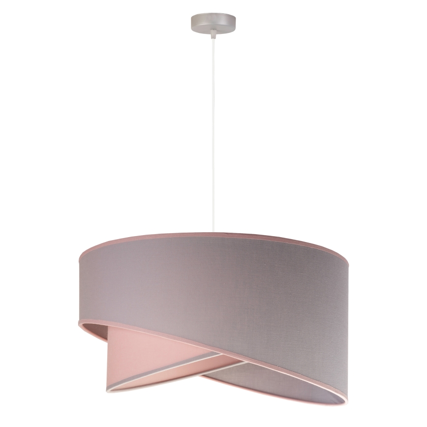 Duolla - Ljuskrona med textilsladd CELLO 1xE27/40W/230V diameter 45 cm rosa