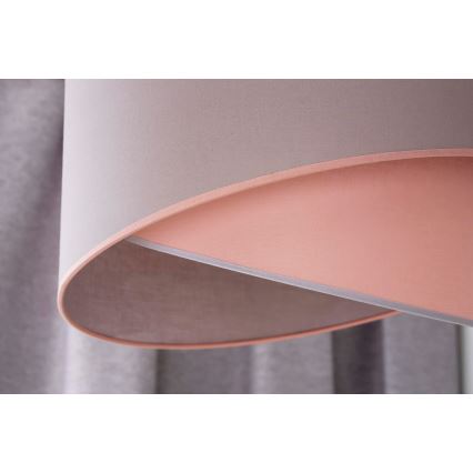 Duolla - Ljuskrona med textilsladd CELLO 1xE27/40W/230V diameter 45 cm rosa