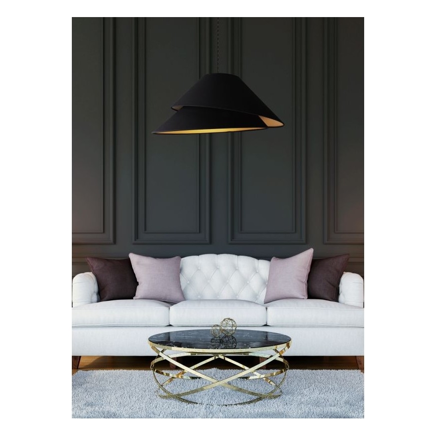 Duolla - Ljuskrona med textilsladd COCO 1xE27/40W/230V diameter 50 cm svart