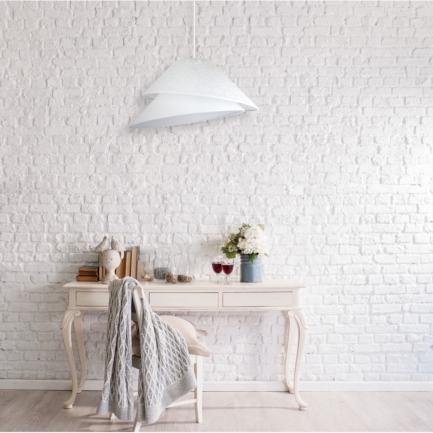 Duolla - Ljuskrona med textilsladd COCO 1xE27/40W/230V diameter 50 cm vit