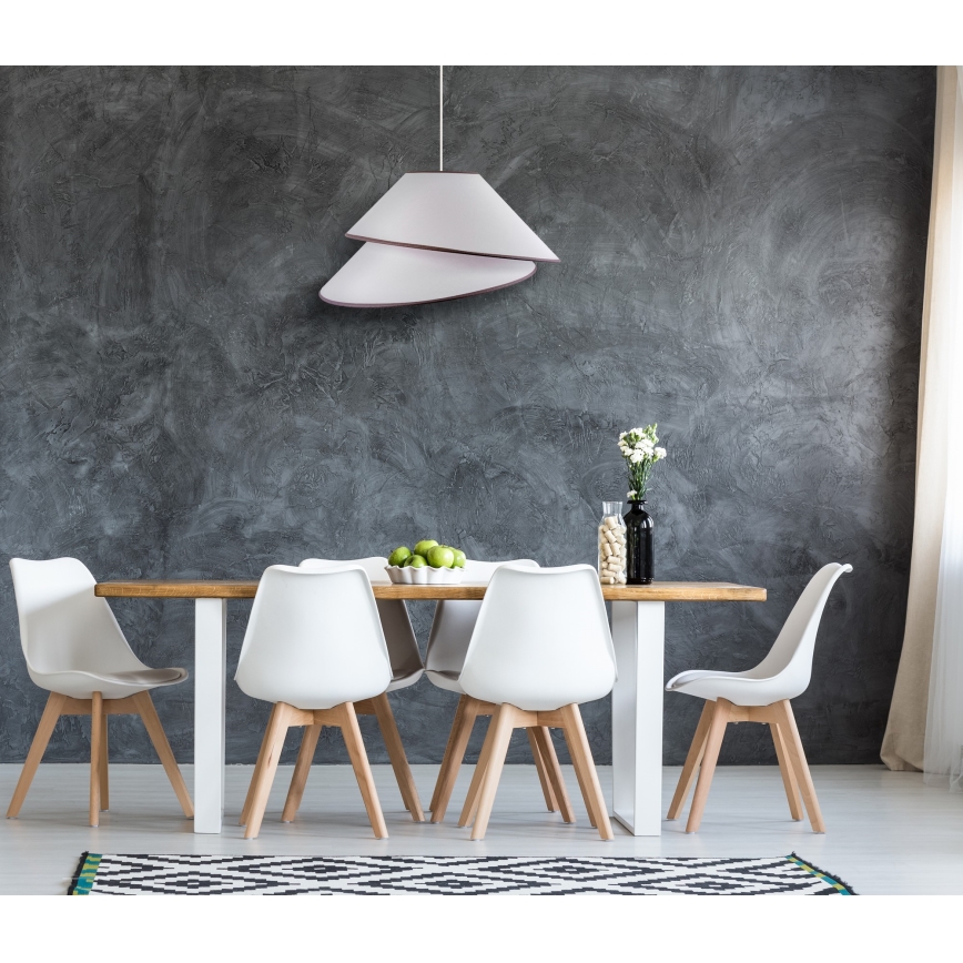 Duolla - Ljuskrona med textilsladd COCO 1xE27/40W/230V diameter 50 cm vit