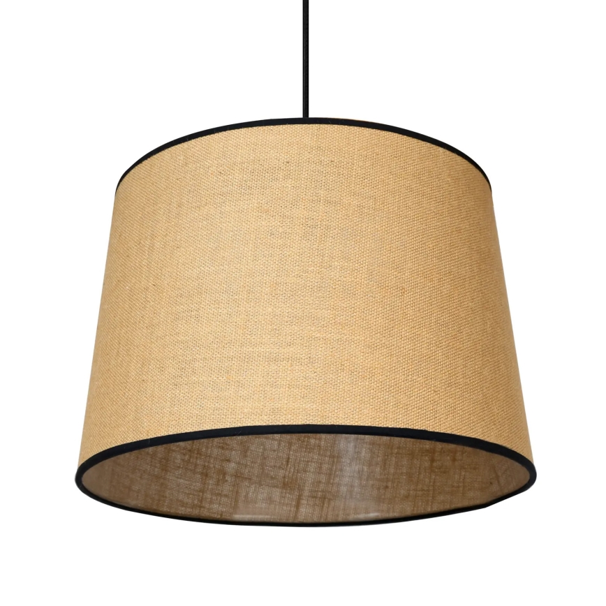Duolla - Ljuskrona med textilsladd CONE 1xE27/15W/230V diameter 40 cm brun/svart