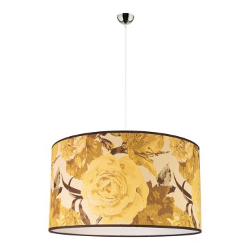 Duolla - Ljuskrona med textilsladd CONSTANCE 1xE27/40W/230V diameter 45 cm gul