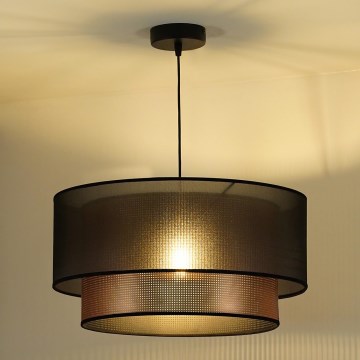 Duolla - Ljuskrona med textilsladd COPPER SHINY 1xE27/15W/230V diameter 45 cm brun/koppar