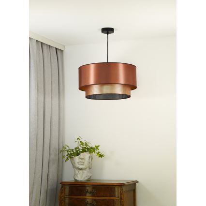 Duolla - Ljuskrona med textilsladd COPPER SHINY 1xE27/15W/230V diameter 45 cm koppar