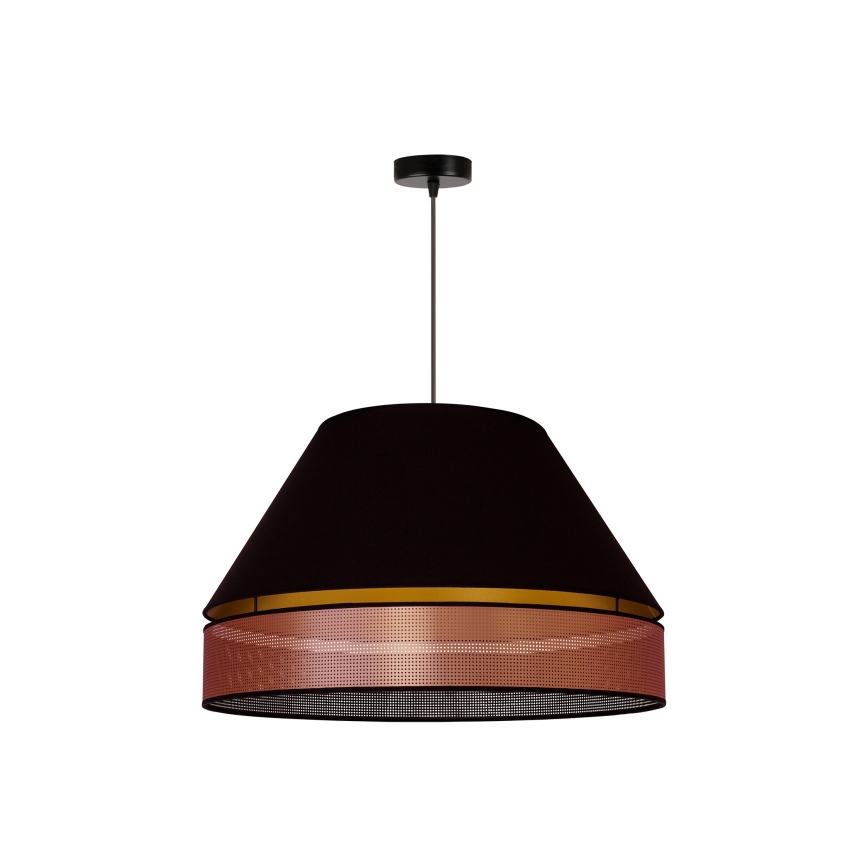 Duolla - Ljuskrona med textilsladd COPPER SHINY 1xE27/15W/230V diameter 60 cm svart/koppar