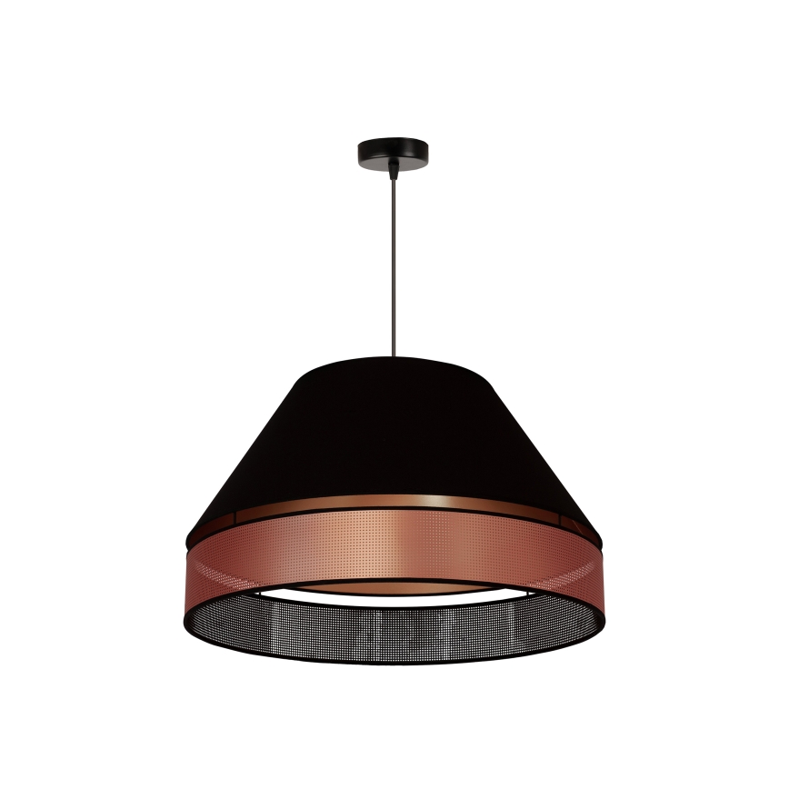 Duolla - Ljuskrona med textilsladd COPPER SHINY 1xE27/15W/230V diameter 60 cm svart/koppar