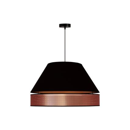 Duolla - Ljuskrona med textilsladd COPPER SHINY 1xE27/15W/230V diameter 60 cm svart/koppar