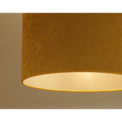 Duolla - Ljuskrona med textilsladd CORDUROY 1xE27/15W/230V diameter 40 cm gul