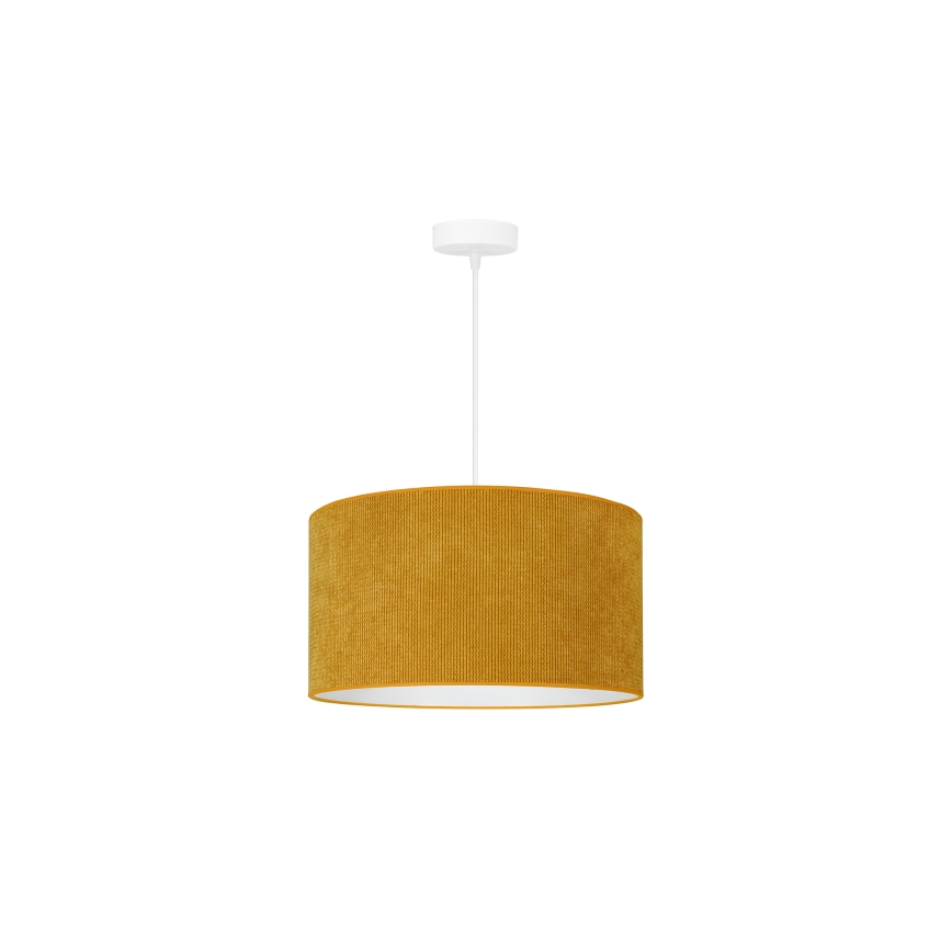 Duolla - Ljuskrona med textilsladd CORDUROY 1xE27/15W/230V diameter 40 cm gul