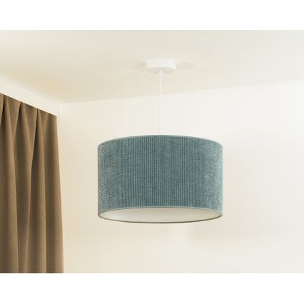 Duolla - Ljuskrona med textilsladd CORDUROY 1xE27/15W/230V diameter 40 cm ljusblå