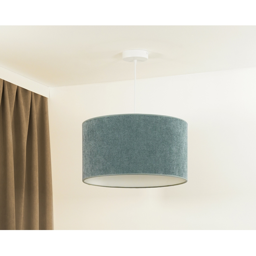 Duolla - Ljuskrona med textilsladd CORDUROY 1xE27/15W/230V diameter 40 cm ljusblå