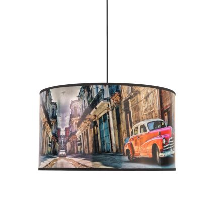 Duolla - Ljuskrona med textilsladd CUBA RÖD 1xE27/15W/230V diameter 35 cm