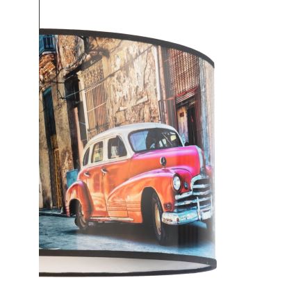 Duolla - Ljuskrona med textilsladd CUBA RÖD 1xE27/15W/230V diameter 35 cm