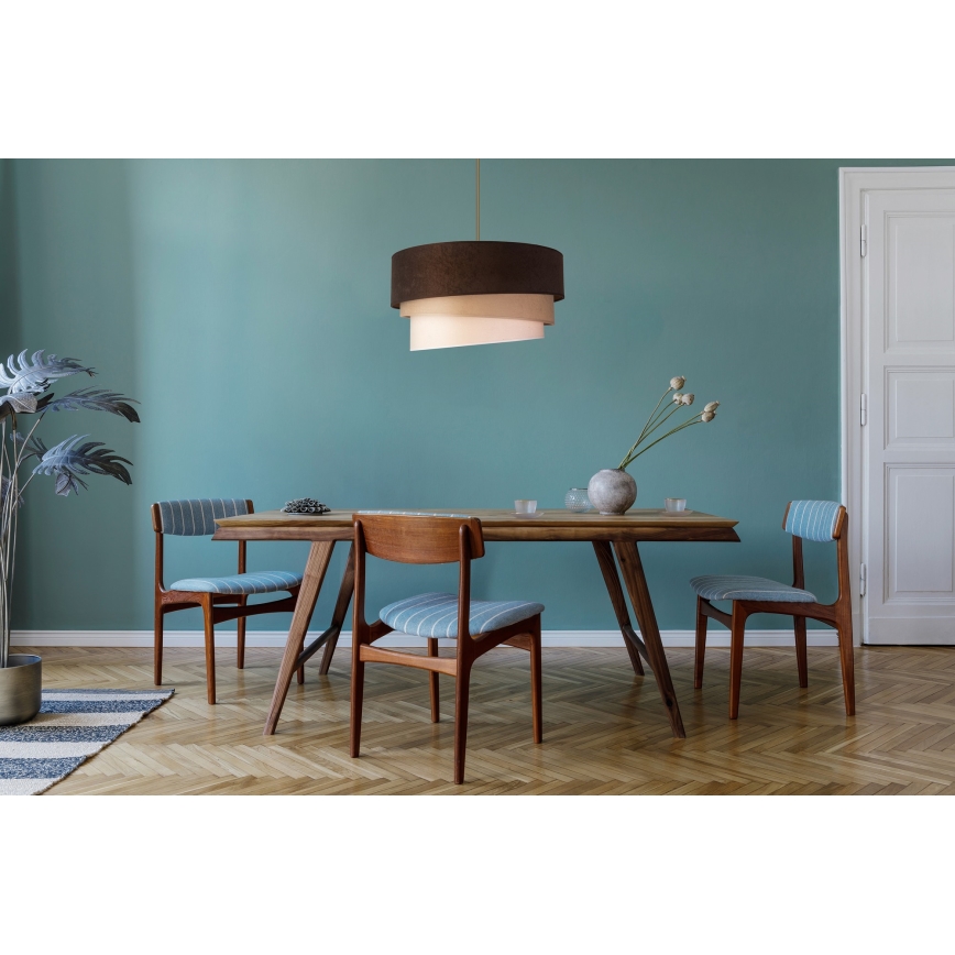 Duolla - Ljuskrona med textilsladd DEVON 1xE27/40W/230V diameter 45 cm brun/beige