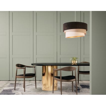 Duolla - Ljuskrona med textilsladd DEVON 1xE27/40W/230V diameter 45 cm svart/beige