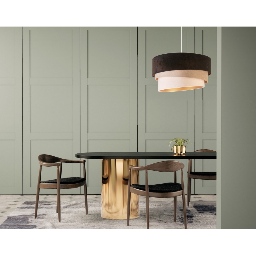 Duolla - Ljuskrona med textilsladd DEVON 1xE27/40W/230V diameter 45 cm svart/beige