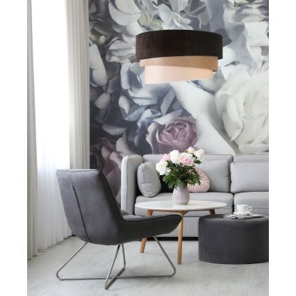 Duolla - Ljuskrona med textilsladd DEVON 1xE27/40W/230V diameter 45 cm svart/beige