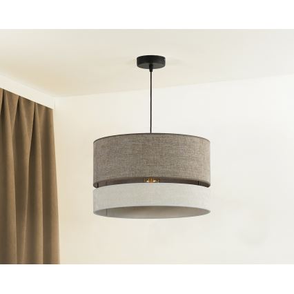 Duolla - Ljuskrona med textilsladd DOUBLE 1xE27/15W/230V diameter 40 cm brun/grå