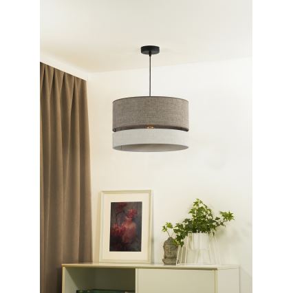 Duolla - Ljuskrona med textilsladd DOUBLE 1xE27/15W/230V diameter 40 cm brun/grå