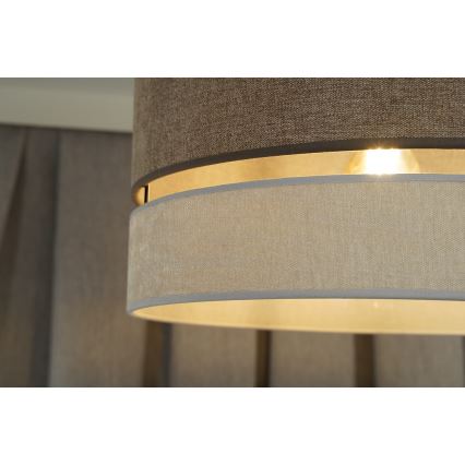 Duolla - Ljuskrona med textilsladd DOUBLE 1xE27/15W/230V diameter 40 cm brun/grå