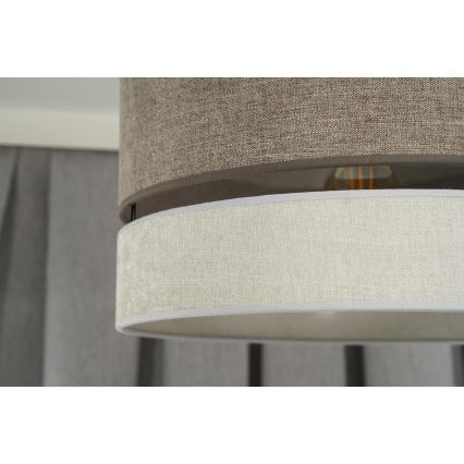 Duolla - Ljuskrona med textilsladd DOUBLE 1xE27/15W/230V diameter 40 cm brun/grå