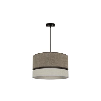 Duolla - Ljuskrona med textilsladd DOUBLE 1xE27/15W/230V diameter 40 cm brun/grå